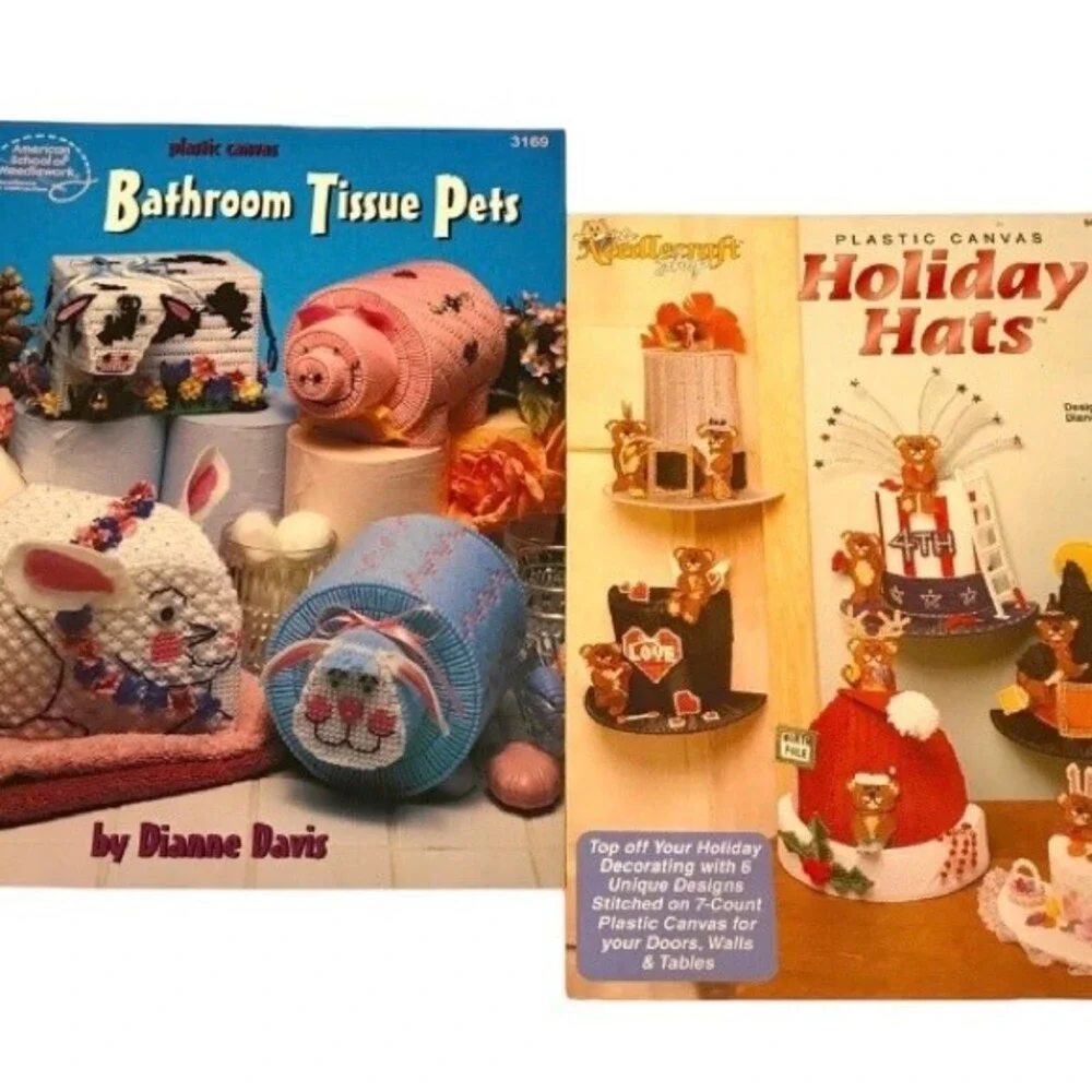 Vintage Plastic Canvas Instruction Booklets Set of 2